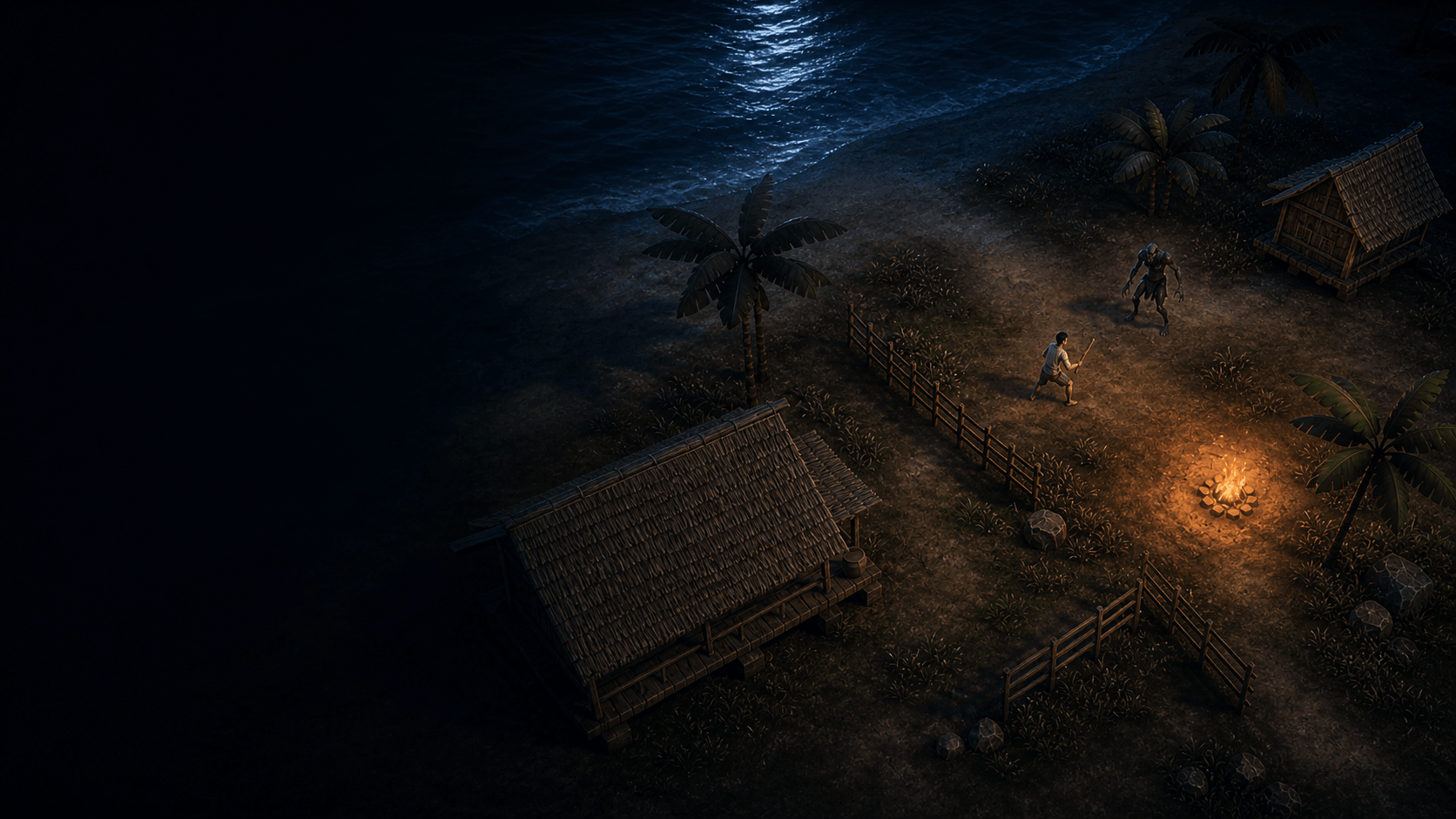 An arnis fighter faces an aswang in Kali's moonlit Filipino coastal village