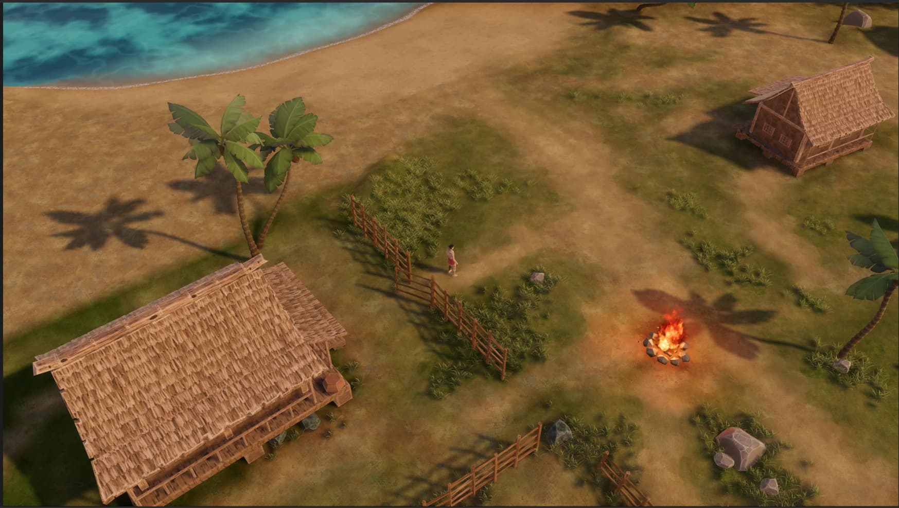 Kali's coastal village environment, previewing the future playable build